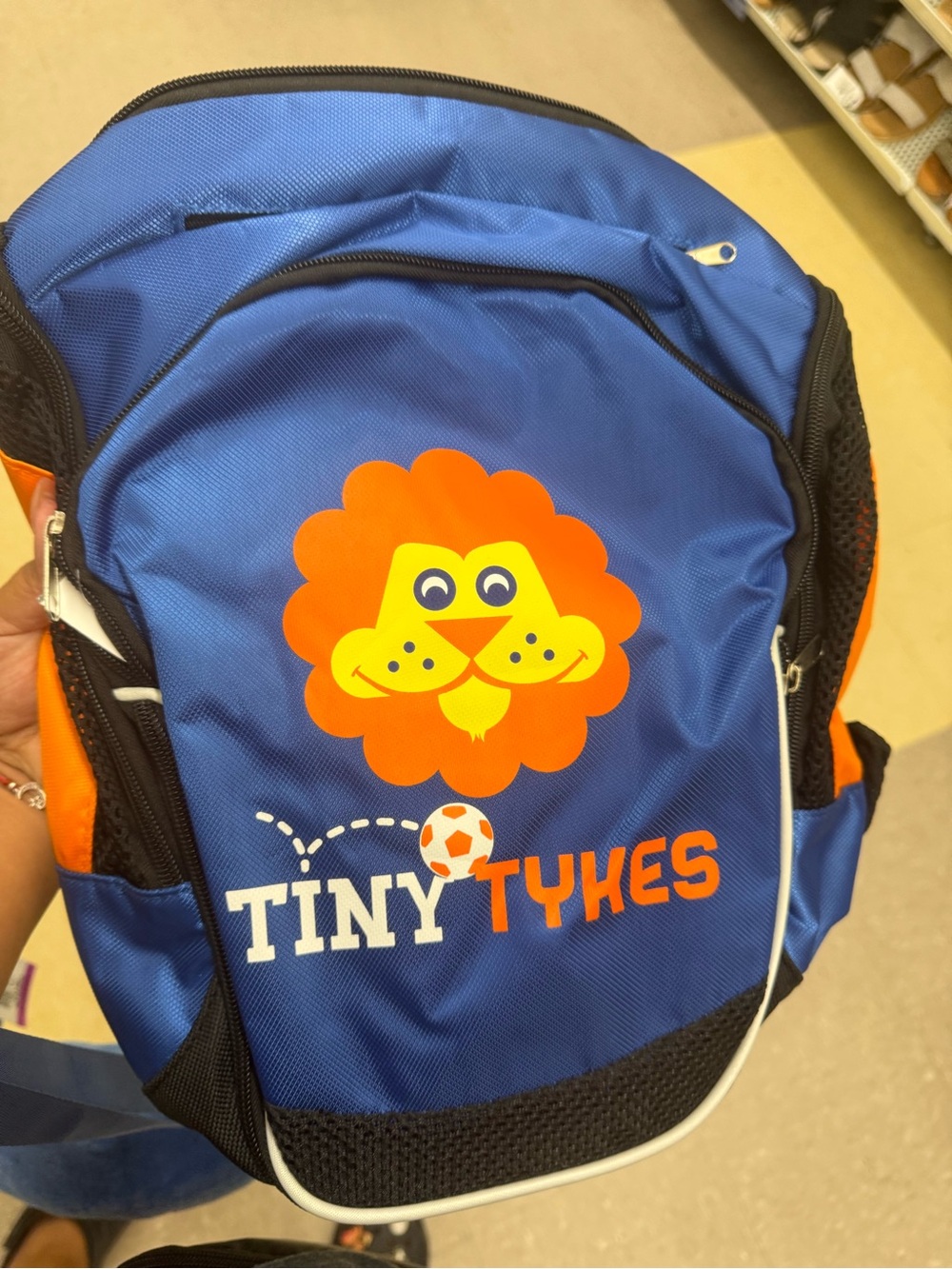 Kids Blue and Orange Lion Backpack